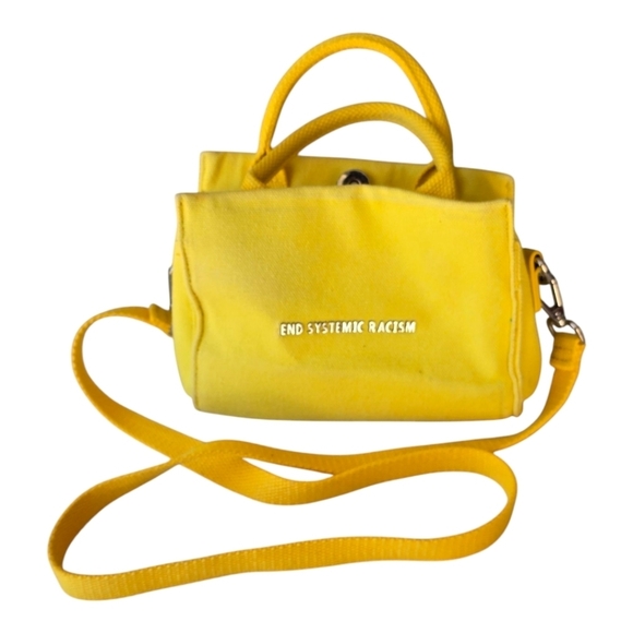 Brandon Blackwood Tote Bag Women Yellow End Systematic Racism Rare Canvas - Picture 1 of 14